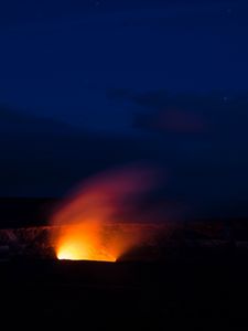 Preview wallpaper volcano, night, starry sky, sky