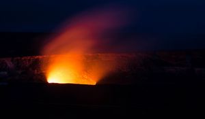 Preview wallpaper volcano, night, starry sky, sky