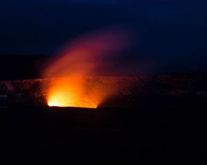 Preview wallpaper volcano, night, starry sky, sky