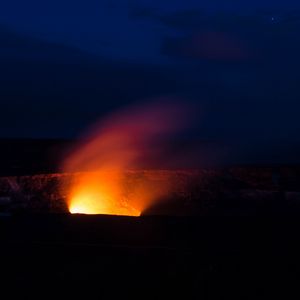 Preview wallpaper volcano, night, starry sky, sky