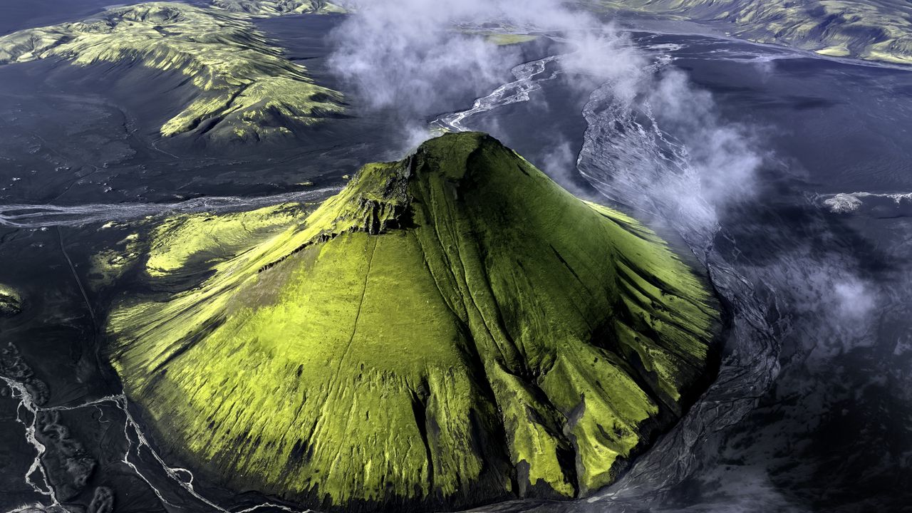 Wallpaper volcano, peak, nature, landscape, iceland