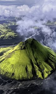 Preview wallpaper volcano, peak, nature, landscape, iceland