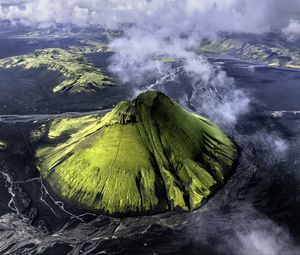 Preview wallpaper volcano, peak, nature, landscape, iceland