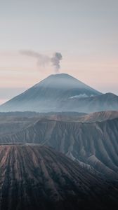 Preview wallpaper volcano, peak, smoke, fog, landscape