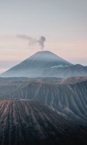 Preview wallpaper volcano, peak, smoke, fog, landscape