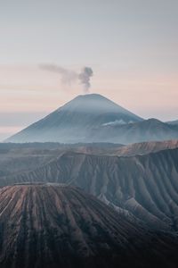 Preview wallpaper volcano, peak, smoke, fog, landscape