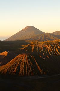 Preview wallpaper volcano, peaks, mountains, relief, sky