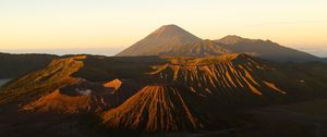 Preview wallpaper volcano, peaks, mountains, relief, sky