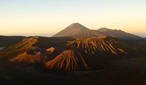 Preview wallpaper volcano, peaks, mountains, relief, sky