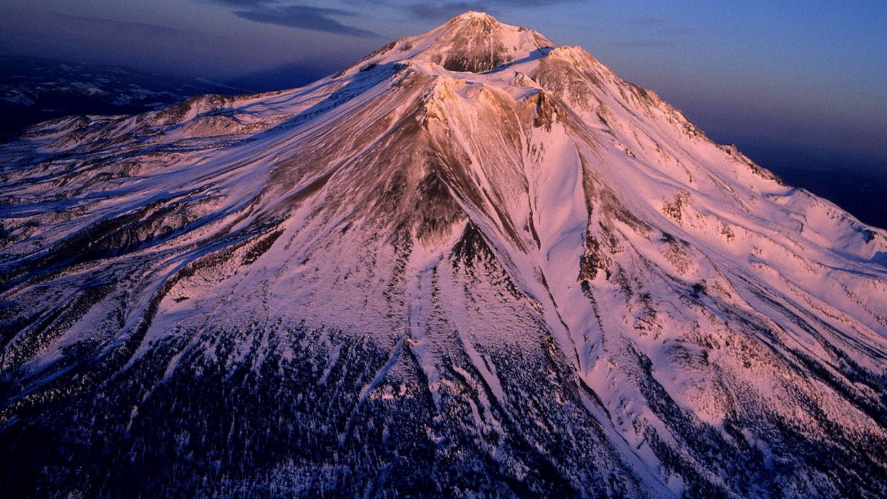 Wallpaper volcano, sleeping, snow, mountain, top, california