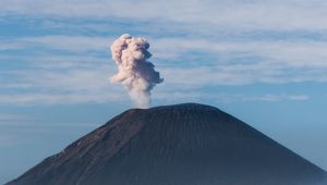 Preview wallpaper volcano, smoke, eruption, crater, mountain