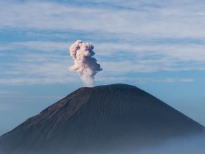 Preview wallpaper volcano, smoke, eruption, crater, mountain