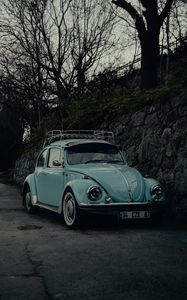 Preview wallpaper volkswagen beatle, volkswagen, car, retro, old, blue