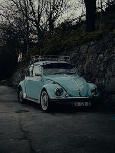 Preview wallpaper volkswagen beatle, volkswagen, car, retro, old, blue