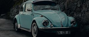 Preview wallpaper volkswagen beatle, volkswagen, car, retro, old, blue