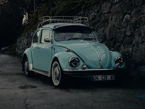 Preview wallpaper volkswagen beatle, volkswagen, car, retro, old, blue