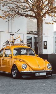 Preview wallpaper volkswagen beetle, volkswagen, car, yellow, retro