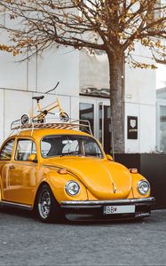 Preview wallpaper volkswagen beetle, volkswagen, car, yellow, retro