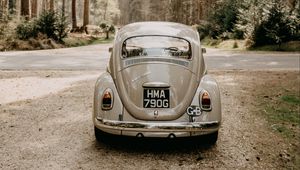 Preview wallpaper volkswagen beetle, volkswagen, car, gray, retro