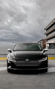 Preview wallpaper volkswagen, car, black, front view