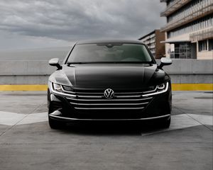 Preview wallpaper volkswagen, car, black, front view