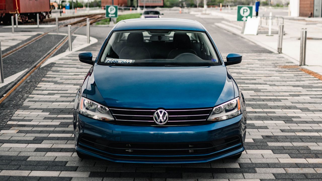 Wallpaper volkswagen, car, blue, front view