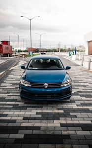 Preview wallpaper volkswagen, car, blue, front view