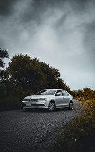 Preview wallpaper volkswagen, car, gray, road