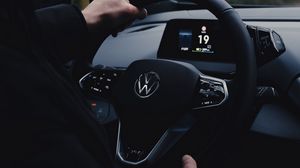 Preview wallpaper volkswagen, car, steering wheel, driver, hands
