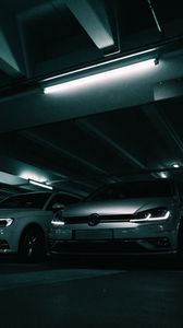 Preview wallpaper volkswagen, cars, white, parking