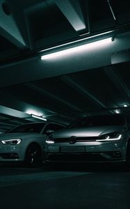 Preview wallpaper volkswagen, cars, white, parking