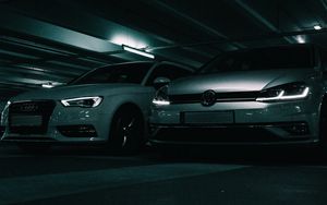 Preview wallpaper volkswagen, cars, white, parking