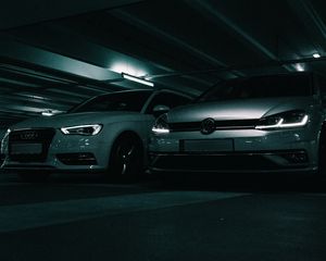 Preview wallpaper volkswagen, cars, white, parking