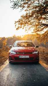 Preview wallpaper volkswagen golf gti, volkswagen, car, red, front view