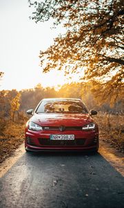 Preview wallpaper volkswagen golf gti, volkswagen, car, red, front view