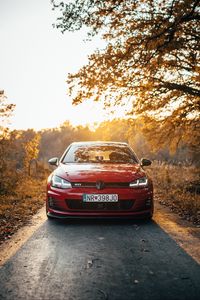 Preview wallpaper volkswagen golf gti, volkswagen, car, red, front view