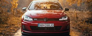 Preview wallpaper volkswagen golf gti, volkswagen, car, red, front view