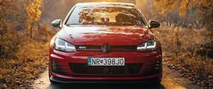 Preview wallpaper volkswagen golf gti, volkswagen, car, red, front view