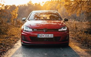 Preview wallpaper volkswagen golf gti, volkswagen, car, red, front view