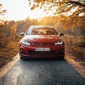 Preview wallpaper volkswagen golf gti, volkswagen, car, red, front view