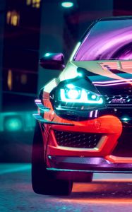 Preview wallpaper volkswagen golf gti, volkswagen, car, neon, backlight, tuning