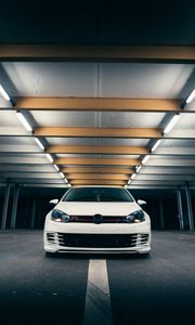 Preview wallpaper volkswagen golf gti, volkswagen, car, white, front view