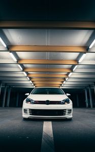 Preview wallpaper volkswagen golf gti, volkswagen, car, white, front view