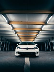 Preview wallpaper volkswagen golf gti, volkswagen, car, white, front view