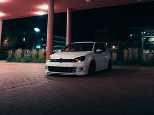 Preview wallpaper volkswagen golf gti, volkswagen, car, white, parking