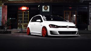 Preview wallpaper volkswagen golf, gti, white, front view