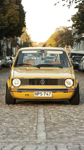 360x640 Wallpaper volkswagen, golf, mk1, yellow, front view