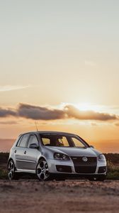 Preview wallpaper volkswagen golf mk5, volkswagen, car, front view, gray