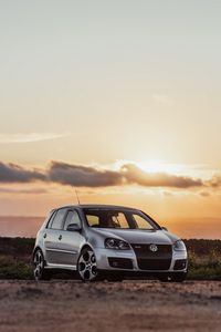 Preview wallpaper volkswagen golf mk5, volkswagen, car, front view, gray