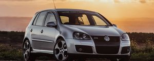 Preview wallpaper volkswagen golf mk5, volkswagen, car, front view, gray